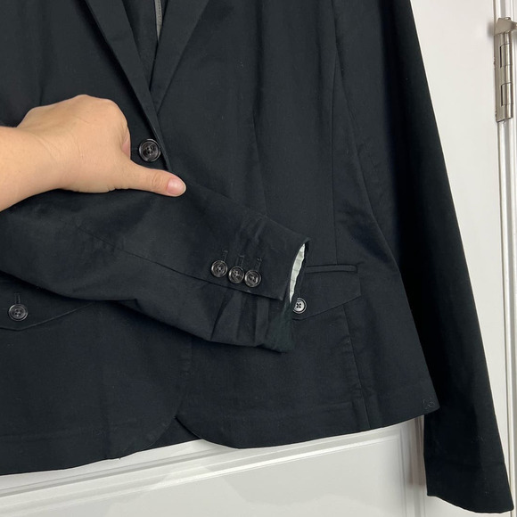 Eddie Bauer Black Jacket Fitted Blazer Women's Size 4 Cotton Stretch 2 Button - Picture 3 of 4